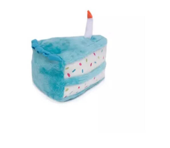 Birthday Cake Slice Dog Toy Blue